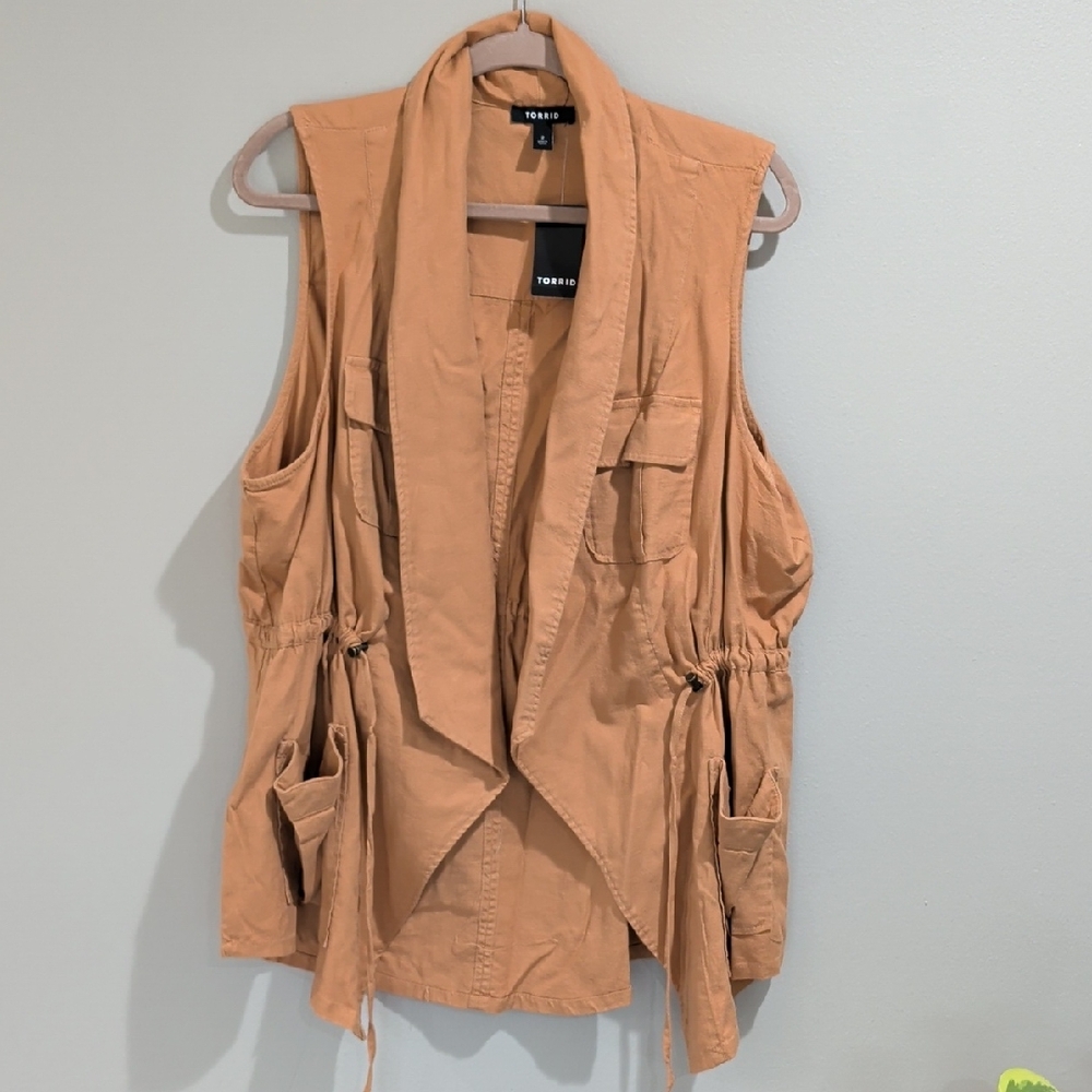 torrid Camel Utility Vest with Draped Front